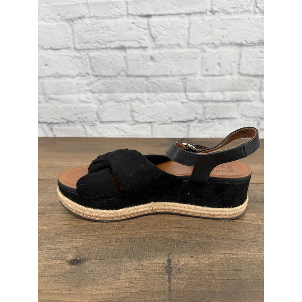 Naturalizer Berry Black Espadrille Platform Sandals Size 10 Beachy Boho Coastal